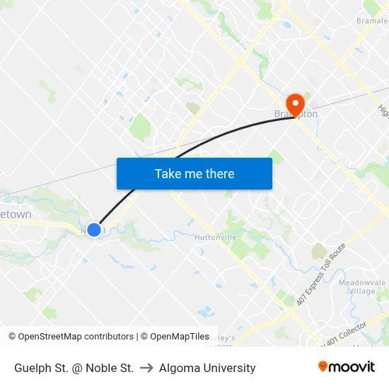 Guelph St. @ Noble St. to Algoma University map