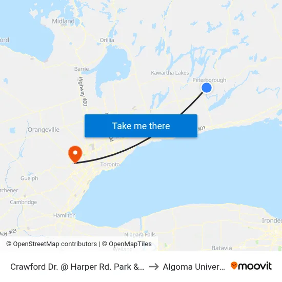 Crawford Dr. @ Harper Rd. Park & Ride to Algoma University map