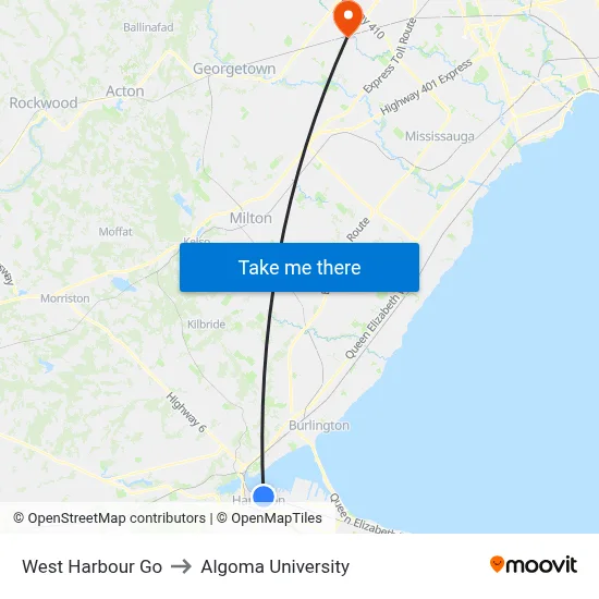 West Harbour Go to Algoma University map