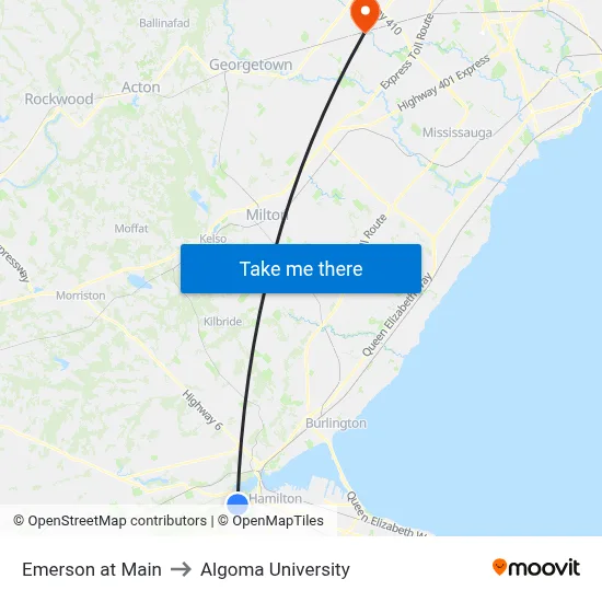Emerson at Main to Algoma University map