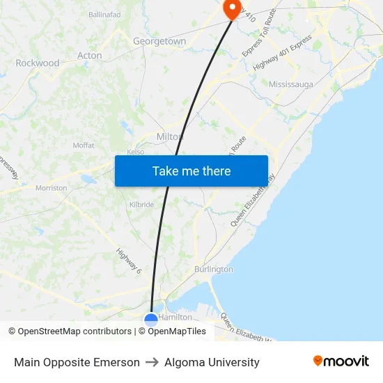 Main Opposite Emerson to Algoma University map
