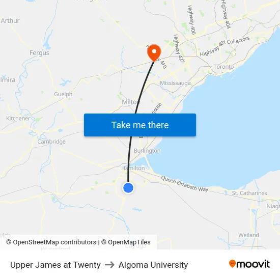 Upper James at Twenty to Algoma University map