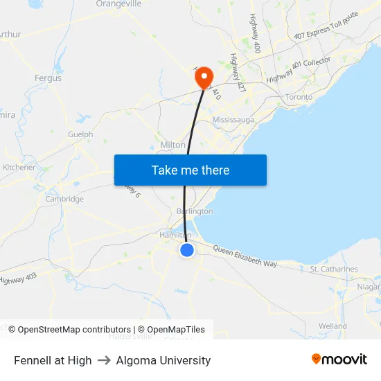 Fennell at High to Algoma University map