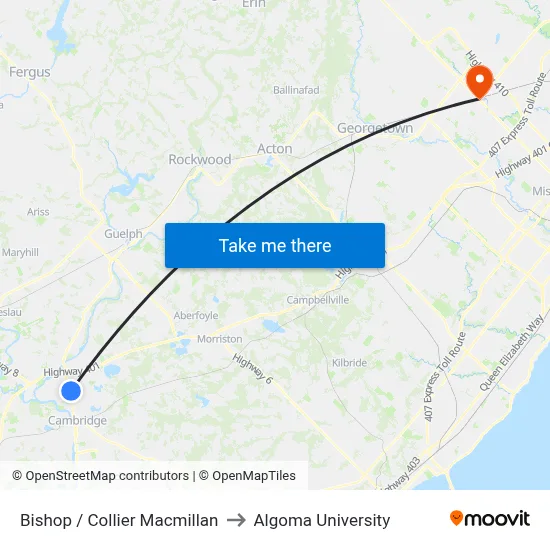 Bishop / Collier Macmillan to Algoma University map