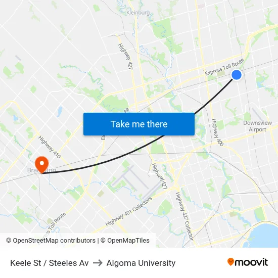 Keele St / Steeles Av to Algoma University map