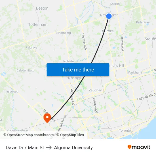 Davis Dr / Main St to Algoma University map