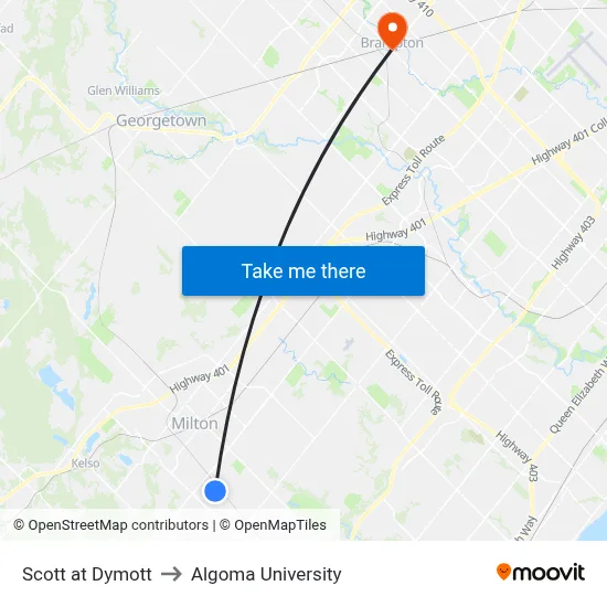 Scott at Dymott to Algoma University map