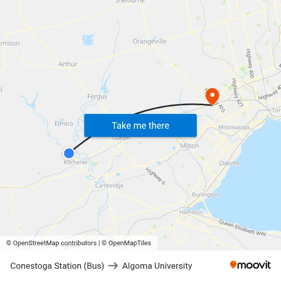 Conestoga Station (Bus) to Algoma University map