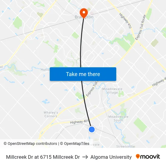 Millcreek Dr at 6715 Millcreek Dr to Algoma University map