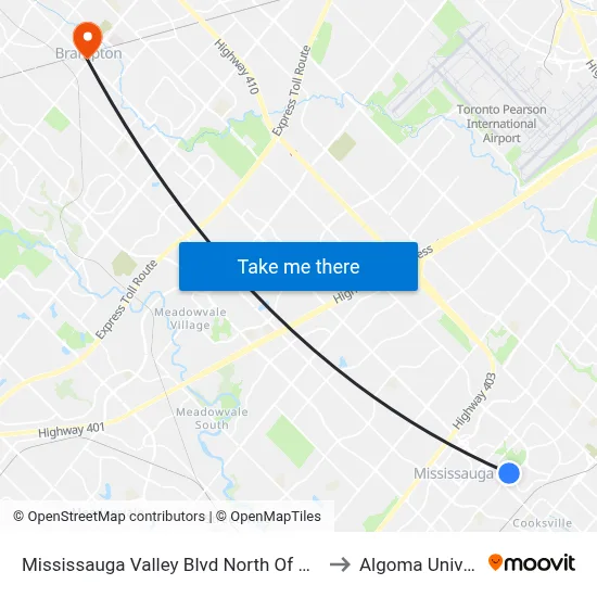 Mississauga Valley Blvd North Of Central Pky to Algoma University map