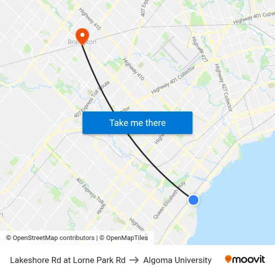 Lakeshore Rd at Lorne Park Rd to Algoma University map