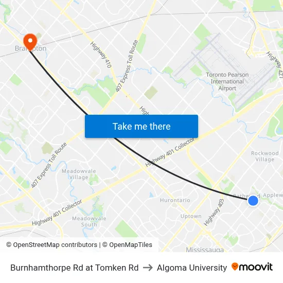 Burnhamthorpe Rd at Tomken Rd to Algoma University map