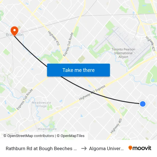 Rathburn Rd at Bough Beeches Blvd to Algoma University map
