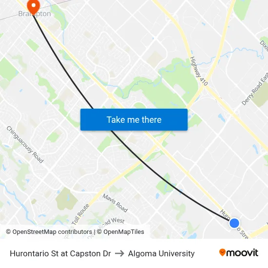 Hurontario St at Capston Dr to Algoma University map