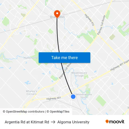 Argentia Rd at Kitimat Rd to Algoma University map