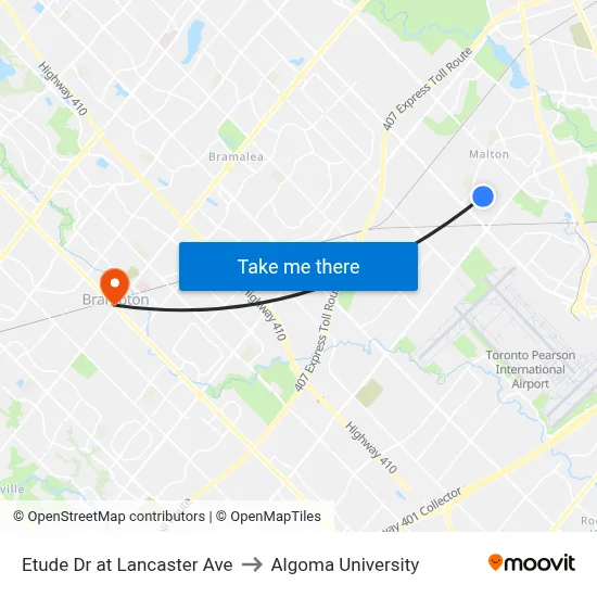 Etude Dr at Lancaster Ave to Algoma University map