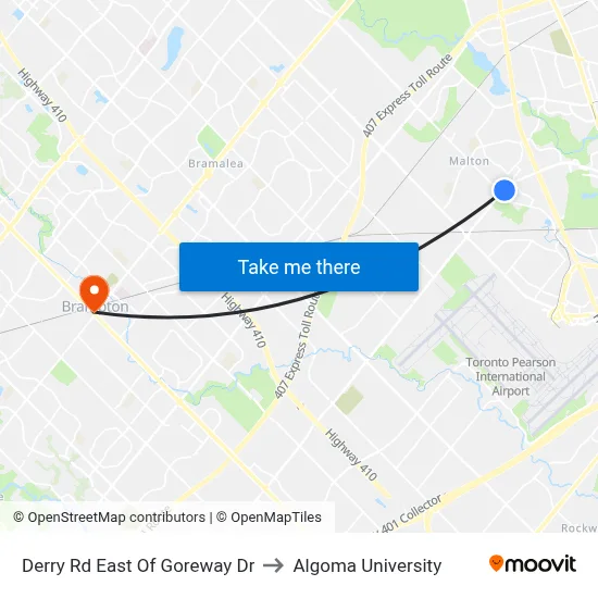 Derry Rd East Of Goreway Dr to Algoma University map