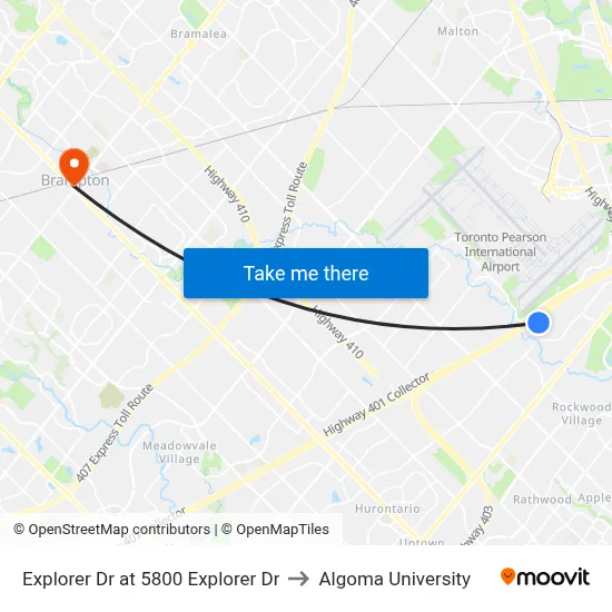Explorer Dr at 5800 Explorer Dr to Algoma University map
