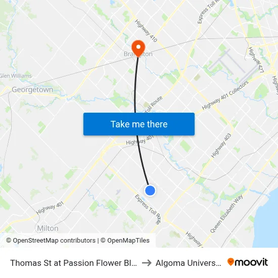 Thomas St at Passion Flower Blvd to Algoma University map