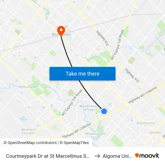 Courtneypark Dr at St Marcellinus Secondary School to Algoma University map
