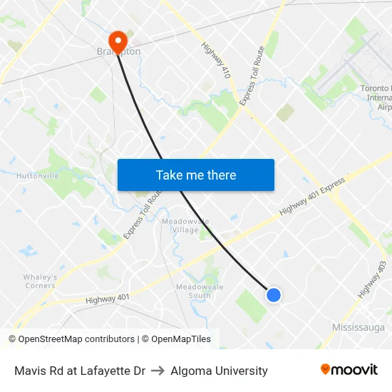 Mavis Rd at Lafayette Dr to Algoma University map