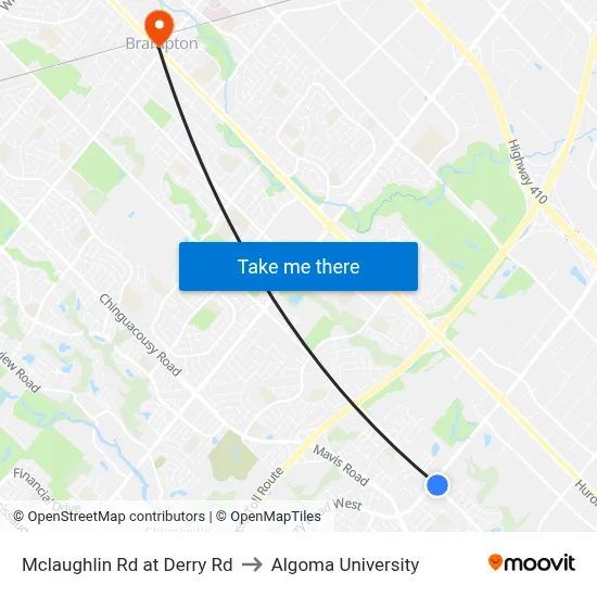 Mclaughlin Rd at Derry Rd to Algoma University map