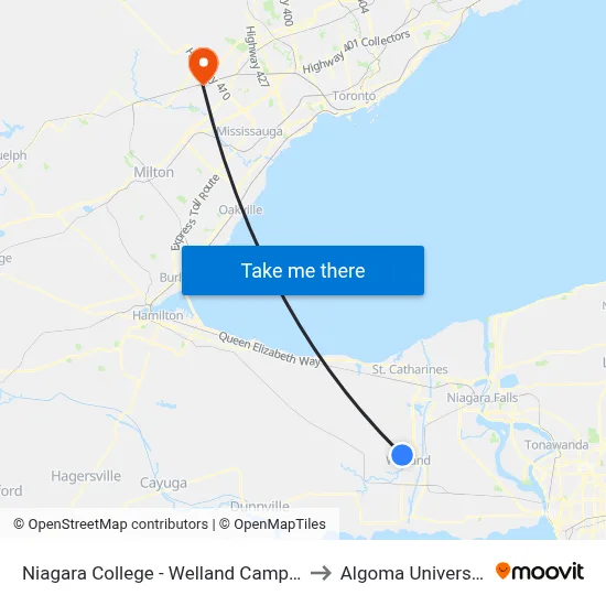 Niagara College - Welland Campus to Algoma University map