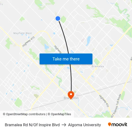 Bramalea Rd N/Of Inspire Blvd to Algoma University map