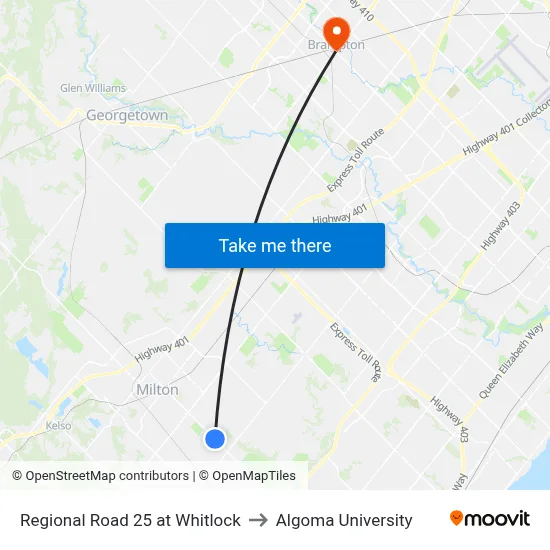 Regional Road 25 at Whitlock to Algoma University map
