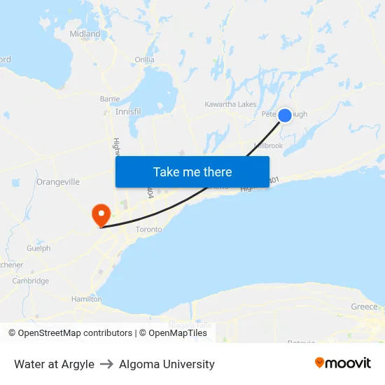 Water at Argyle to Algoma University map