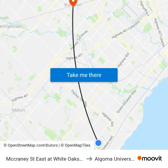 Mccraney St East at White Oaks SS to Algoma University map