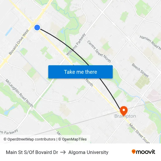 Main St S/Of Bovaird Dr to Algoma University map