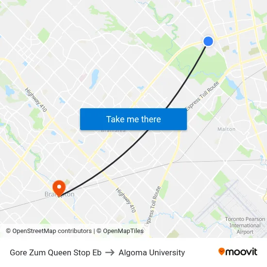 Gore Zum Queen Stop Eb to Algoma University map