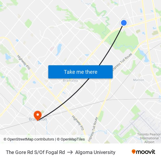 The Gore Rd S/Of Fogal Rd to Algoma University map