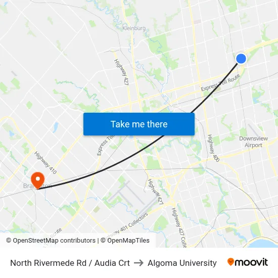 North Rivermede Rd / Audia Crt to Algoma University map