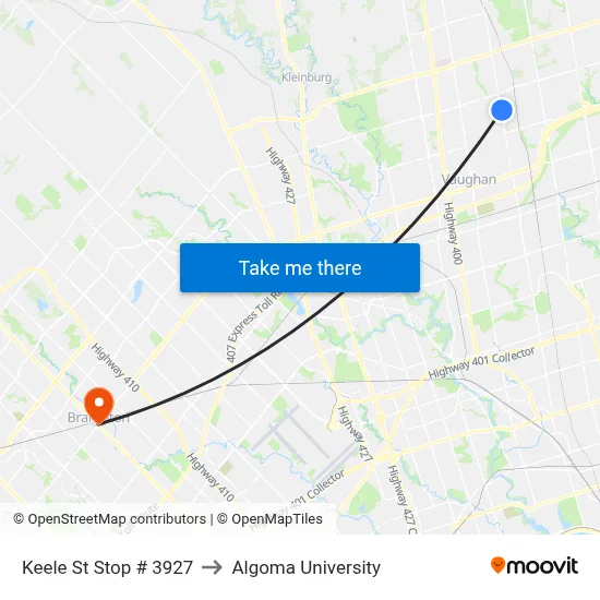 Keele St Stop # 3927 to Algoma University map