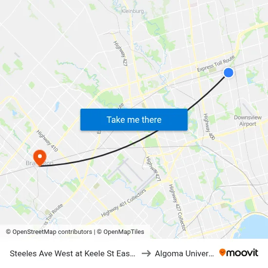 Steeles Ave West at Keele St East Side to Algoma University map