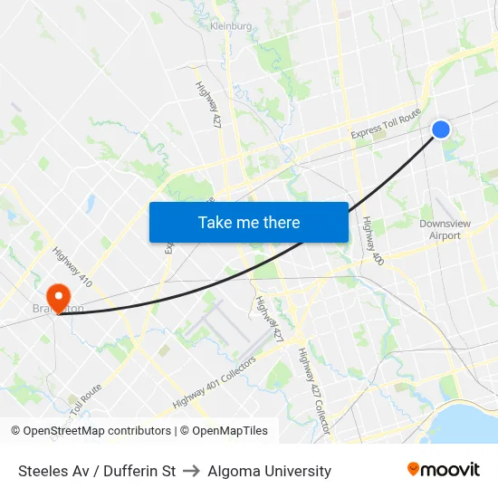 Steeles Av / Dufferin St to Algoma University map