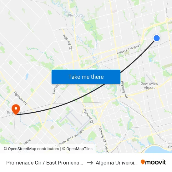 Promenade Cir / East Promenade to Algoma University map