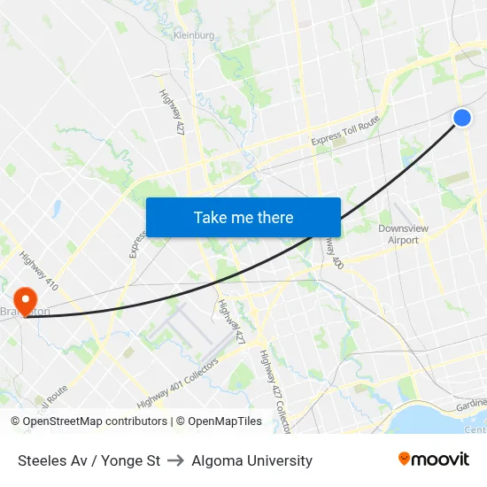 Steeles Av / Yonge St to Algoma University map