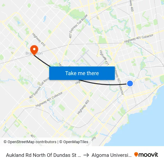 Aukland Rd North Of Dundas St W to Algoma University map