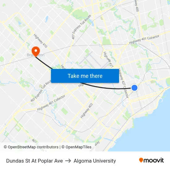 Dundas St At Poplar Ave to Algoma University map