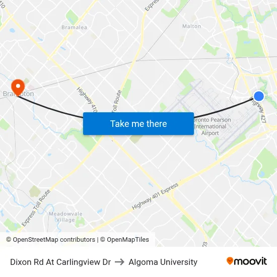 Dixon Rd At Carlingview Dr to Algoma University map