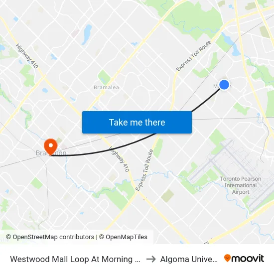 Westwood Mall Loop At Morning Star Dr to Algoma University map