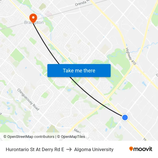 Hurontario St At Derry Rd E to Algoma University map