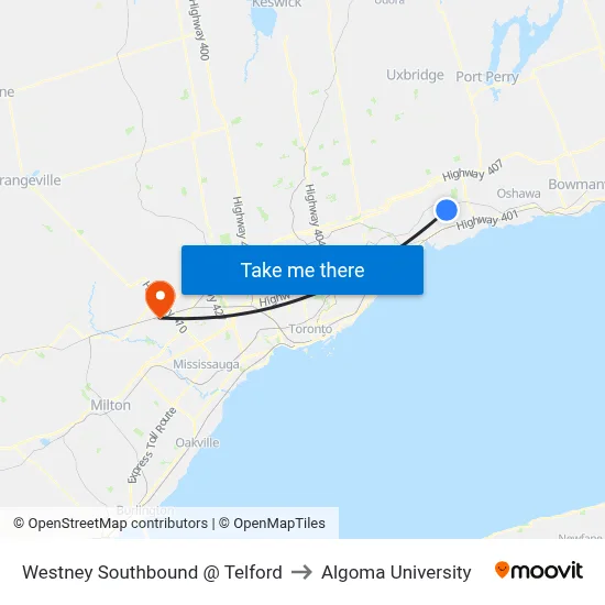 Westney Southbound @ Telford to Algoma University map