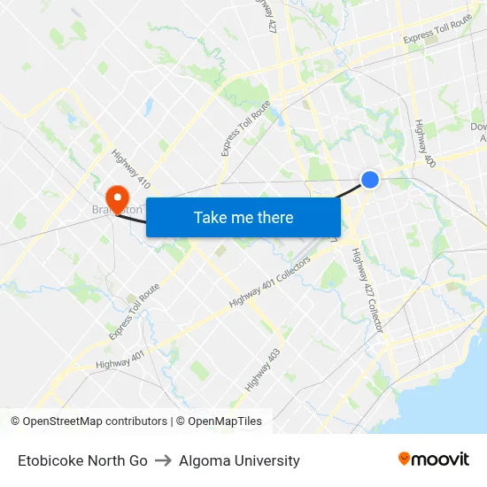 Etobicoke North Go to Algoma University map