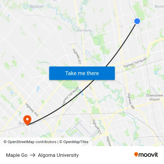 Maple Go to Algoma University map