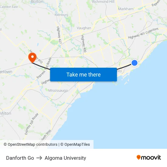 Danforth Go to Algoma University map
