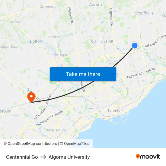 Centennial Go to Algoma University map